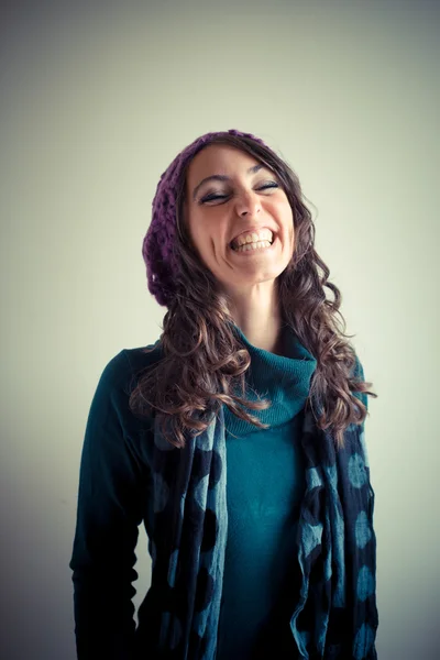 Beautiful woman with turtleneck, scarf and cap autumn — Stock Photo, Image