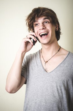 telefon şık genç sarışın hipster adam