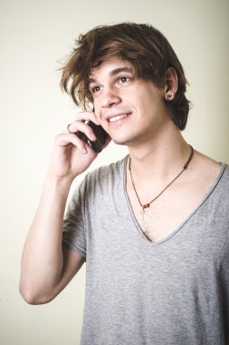 telefon şık genç sarışın hipster adam