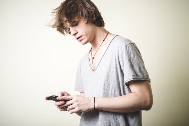 telefon şık genç sarışın hipster adam