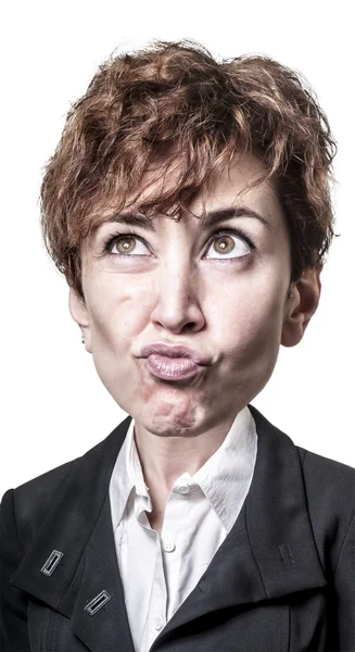 Títere divertida mujer de negocios cabeza grande — Foto de Stock