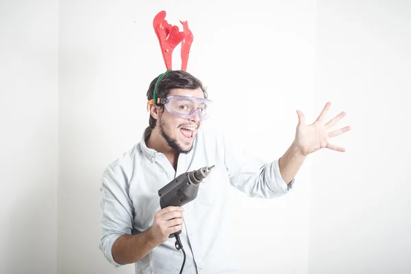 Bricolage christmas stylish young man — Stock Photo, Image