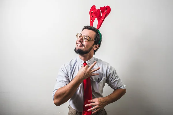 Komik Noel Baba uyguladıktan natale — Stok fotoğraf
