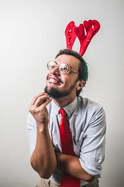 Divertente santa claus babbo natale nerd — Foto Stock