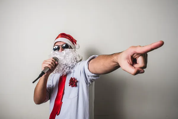 Zábavné santa claus babbo natale zpěv — Stock fotografie