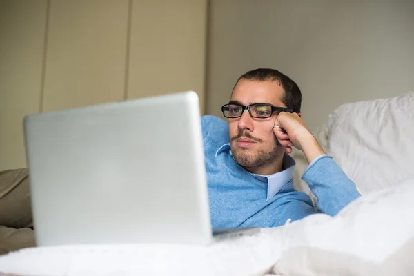 Elegant business multitasking multimedia man at home — Stock Photo, Image