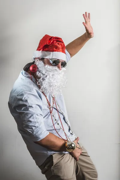 Funny santa claus dancing babbo natale — Stock Photo, Image