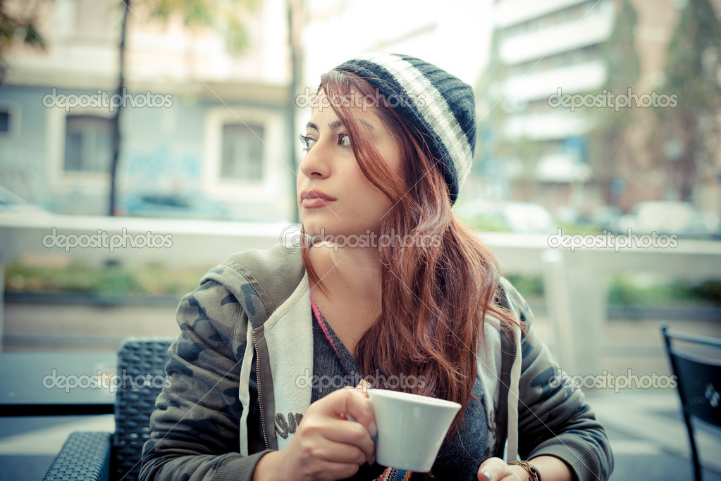 beautiful red head woman breakfast