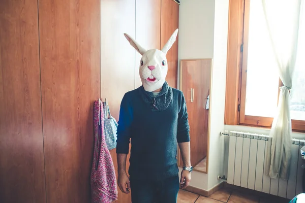 Mask rabbit man — Stock Photo, Image