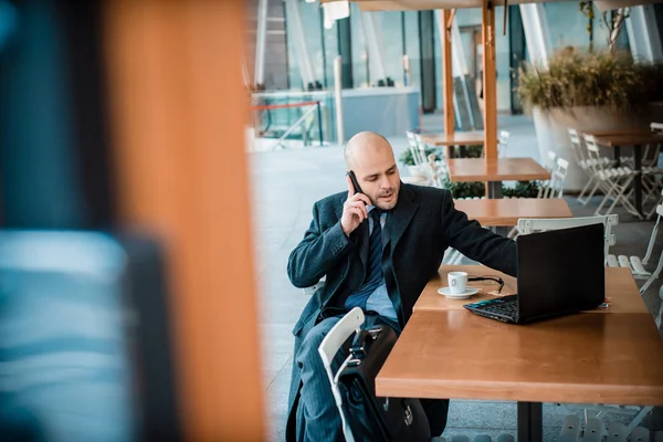 Successful elegant fashionable businessman on the phone — Stock Photo, Image