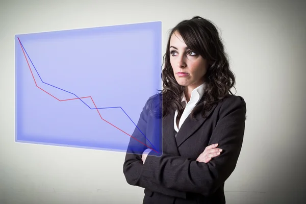 Beautiful young finance graphic businesswoman — Stock Photo, Image