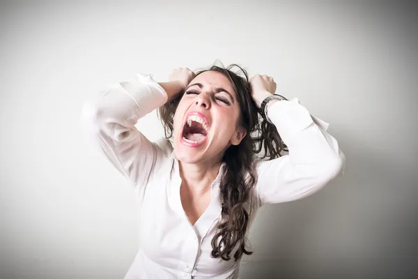 Frustrated beautiful young businesswoman — Stock Photo, Image