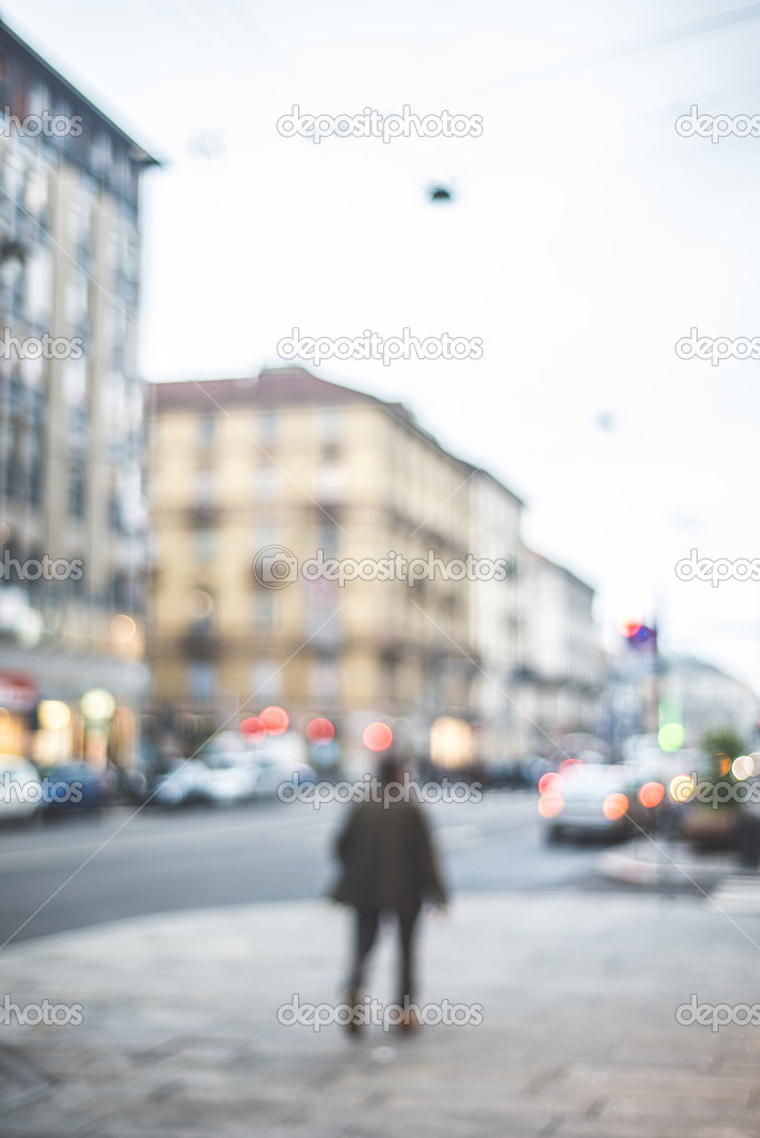 blurred city and people