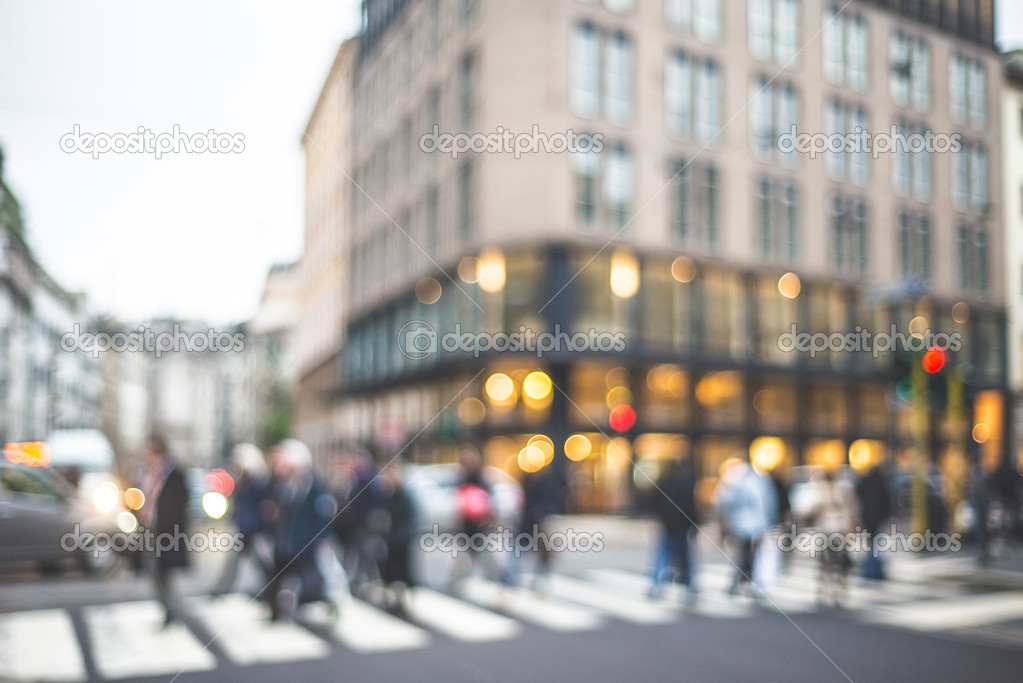 blurred city and people