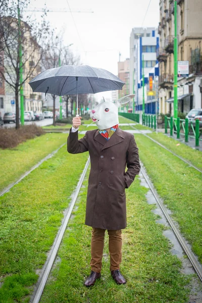 Hombre con máscara de conejo —  Fotos de Stock