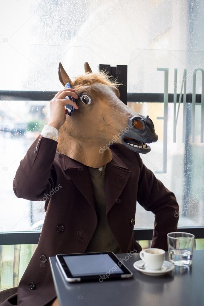 Man in horse mask
