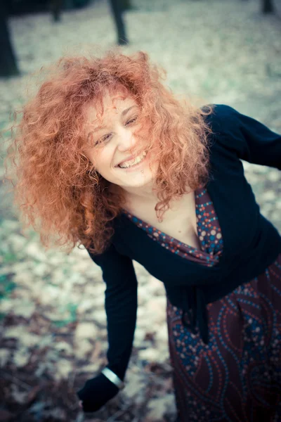 Red curly hair woman — Stock Photo, Image