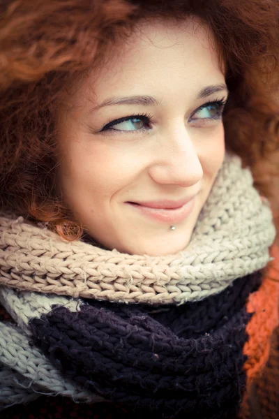Red curly hair woman — Stock Photo, Image