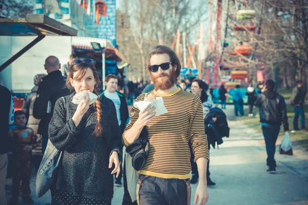 Young modern stylish couple — Stock Photo, Image