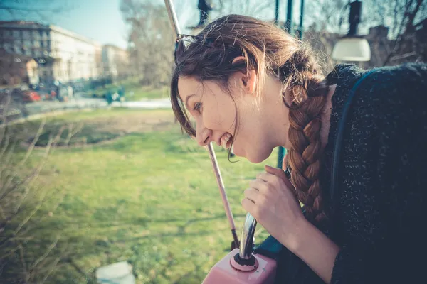 Young beautiful blonde hipster woman — Stock Photo, Image