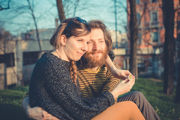 Young modern stylish couple