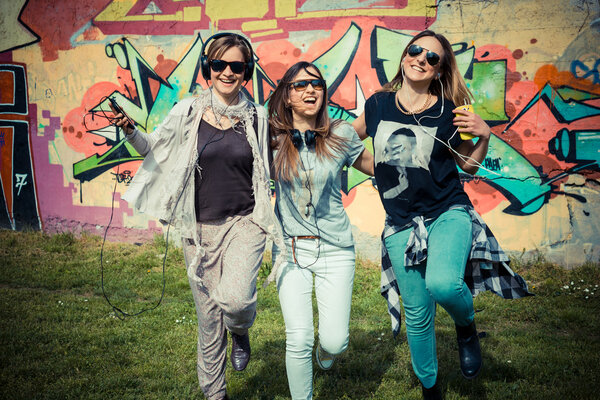 Three beautiful friends authentic