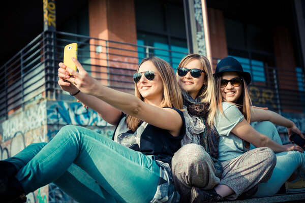 Three beautiful friends authentic