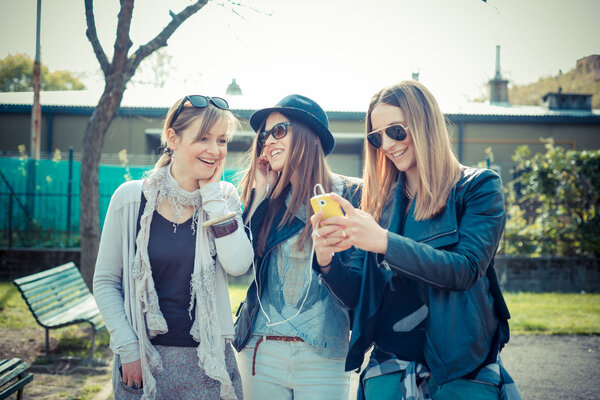 Three beautiful friends authentic