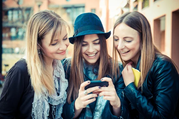 Three beautiful friends authentic Royalty Free Stock Photos