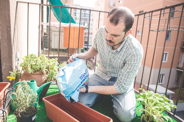 Guapo elegante hombre jardinería —  Fotos de Stock