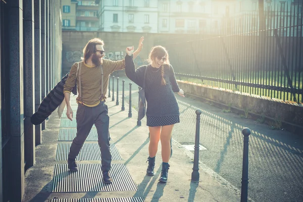 Young modern stylish couple — Stock Photo, Image