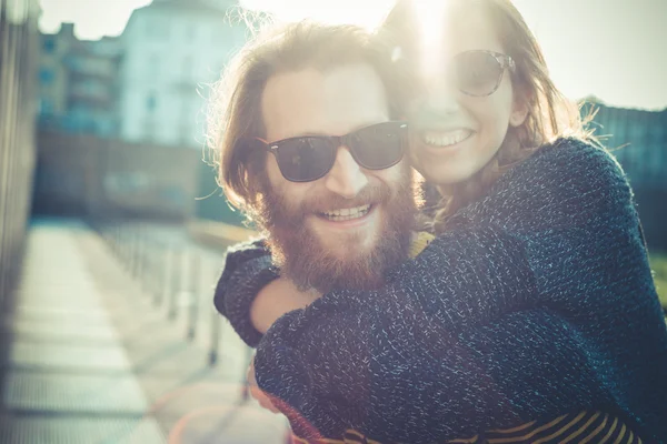 Young modern stylish couple — Stock Photo, Image