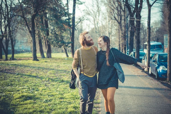 Young modern stylish couple — Stock Photo, Image