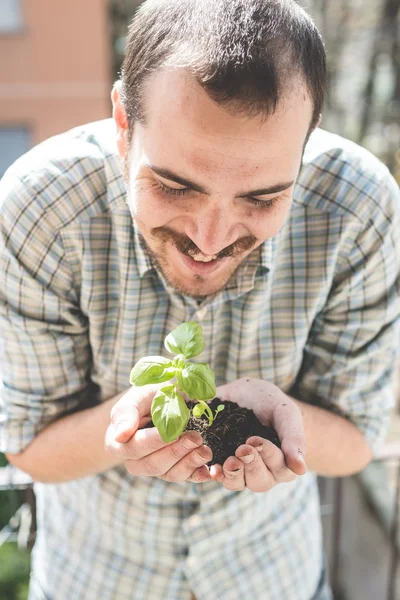 Handsome stylish man gardening — Stock Photo, Image