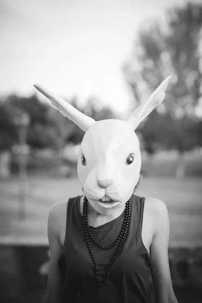 Rabbit mask  woman — Stock Photo, Image