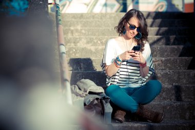 akıllı telefon güzel esmer Bayan