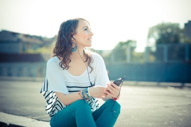 akıllı telefon güzel esmer Bayan