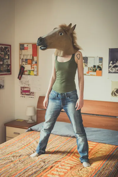 Mask horse lesbian woman — Stock Photo, Image