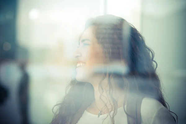 Beautiful curly long brunette hair moroccan woman — Stock Photo, Image