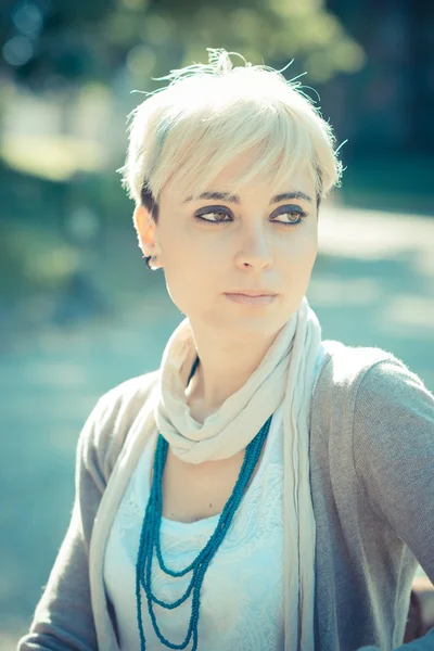 Short hair hipster woman — Stock Photo, Image