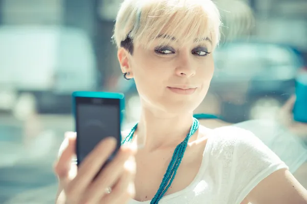 Hipster woman selfie — Stock Photo, Image