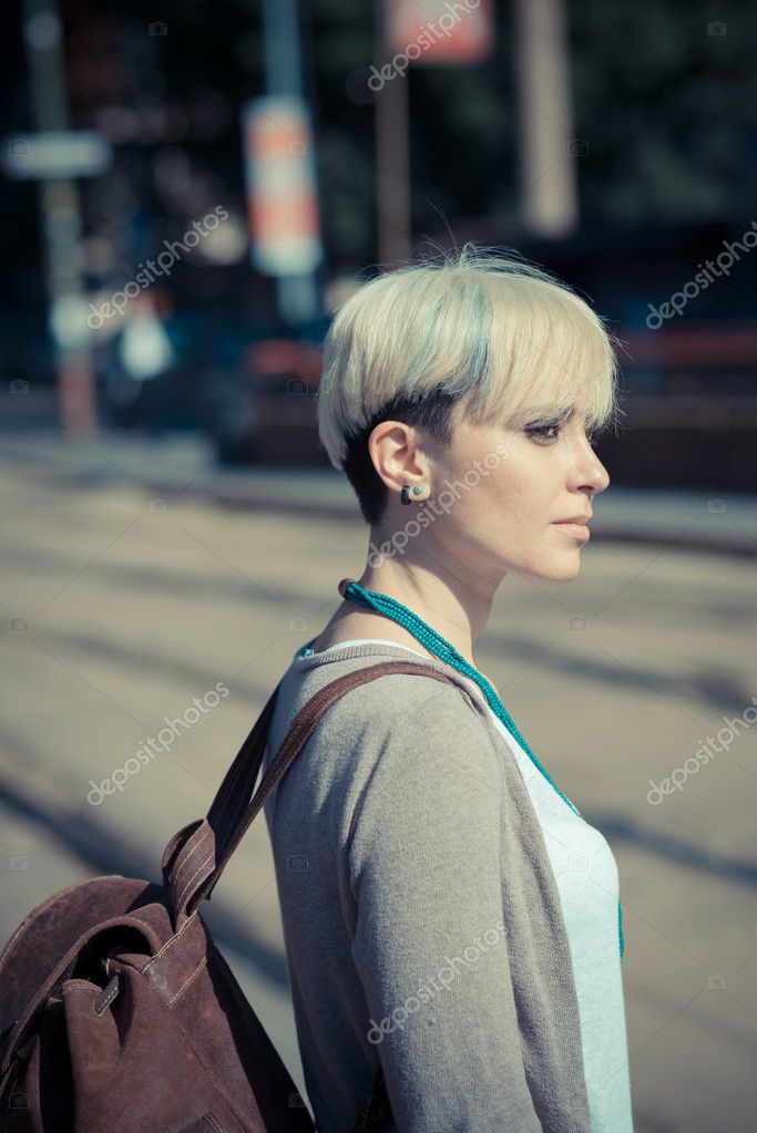 Short Hair Hipster Woman Stock Photo C Peus 48761831