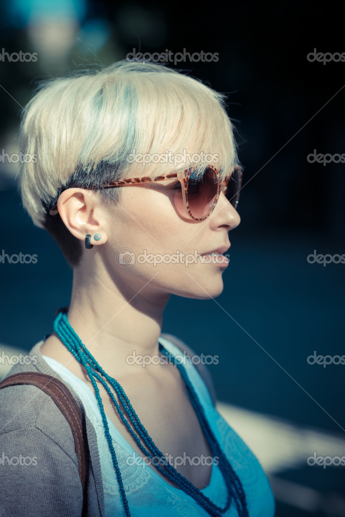 Short Hair Hipster Woman Stock Photo C Peus 48762051