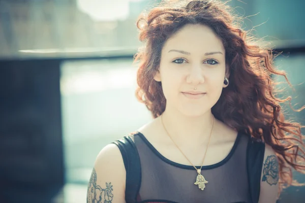 Curly  hipster woman — Stock Photo, Image