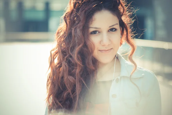 Curly  hipster woman — Stock Photo, Image