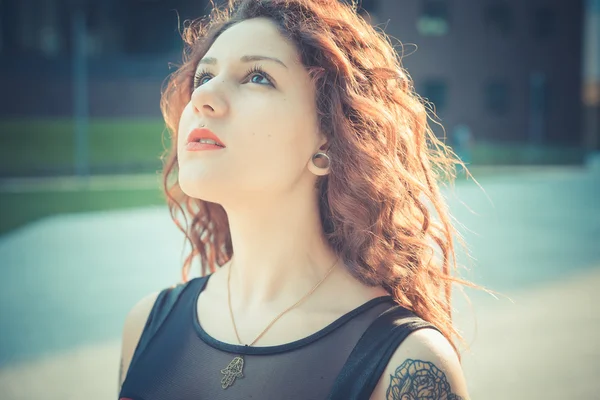 Curly  hipster woman — Stock Photo, Image