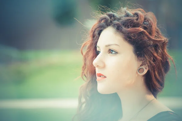 Curly  hipster woman — Stock Photo, Image