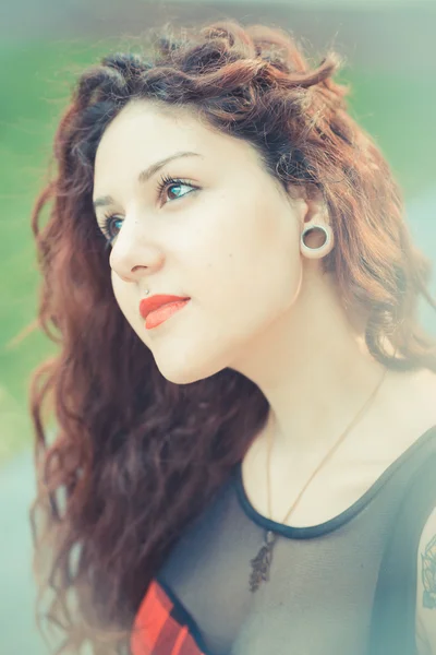 Curly  hipster woman — Stock Photo, Image