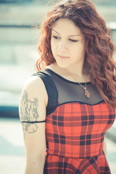 Curly  hipster woman — Stock Photo, Image