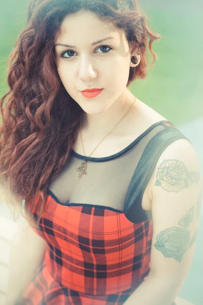 Curly  hipster woman — Stock Photo, Image